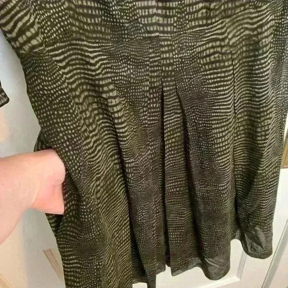 Akris Brown Black Pattern Cotton Pleated Midi Dress, Womens Size 10 - Picture 3 of 16